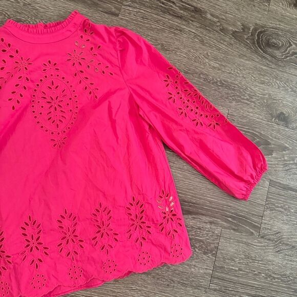 J. Crew Mockneck cotton poplin top with embroidered eyelet New - Picture 6 of 9